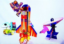 Vtg 1990's McDonald's Young Astronauts Happy Meal Space Toys Complete Set of 4