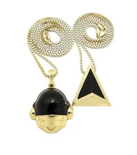 Daft Punk HELMET Get Lucky PENDANT & 18", 20", 24" BOX CHAIN HIP HOP 2 NECKLACE