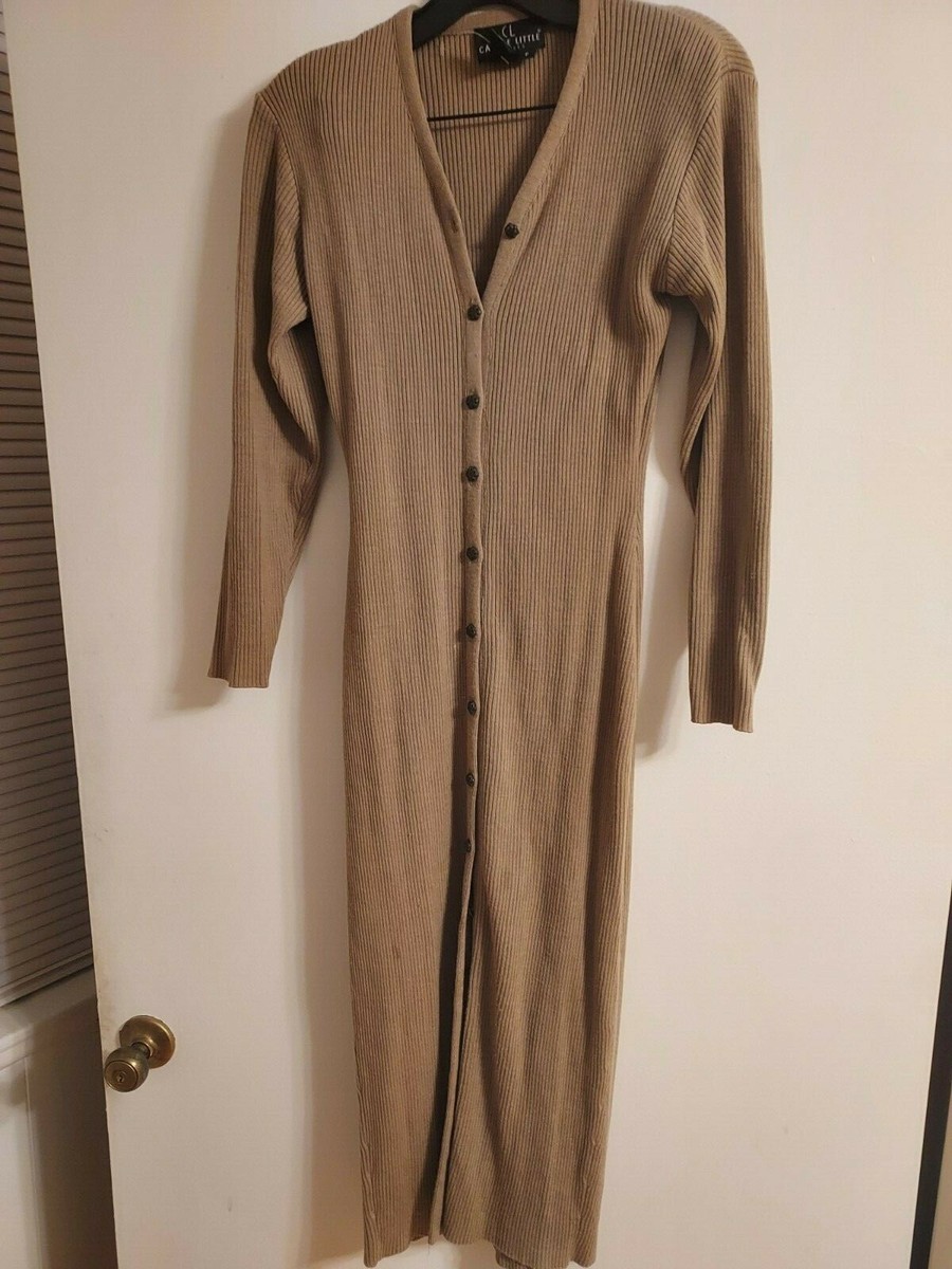 rib knit cardigan sweater midi dress Rib-Knit Cardigan Sweater Midi Dress