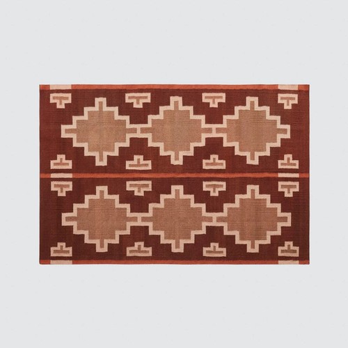 Red Wool Modern Kilim Rug Natural Handmade Navajo Southwest Carpet 8x10 9x12 rug - Picture 2 of 8