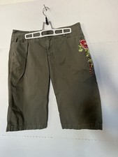 Vtg Johnny Was JW Los Angeles Low Rise Bermuda Shorts Capri Olive Green Size 12