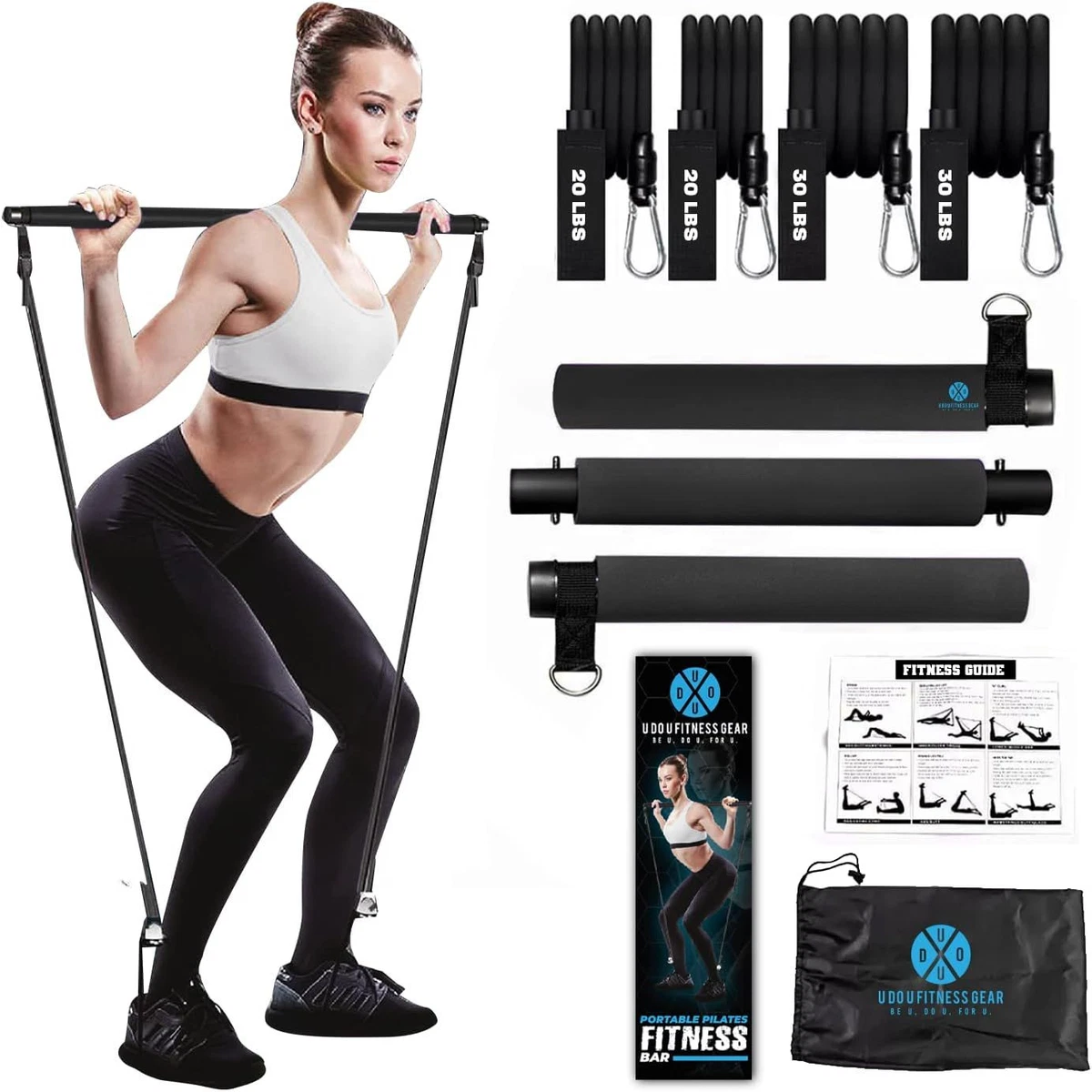 Portable Yoga Pilates Bar Kit, Pilates Equipment with Resistance