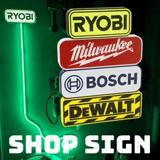 LED Shop Sign Light Box for Ryobi, DeWalt, Milwaukee, Bosch, Black and Decker