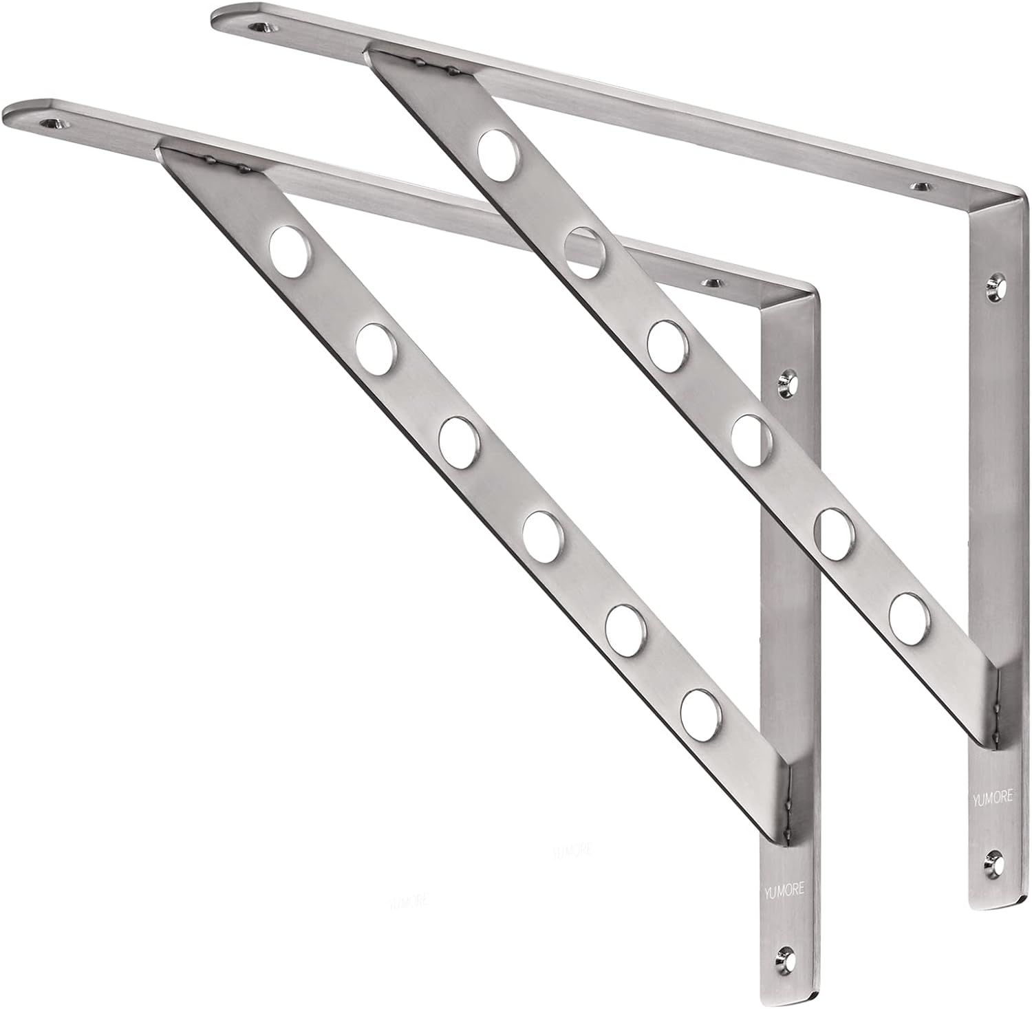 16-Inch Heavy-Duty Stainless Steel Shelf Brackets for Solid Support, Max Load Capacity