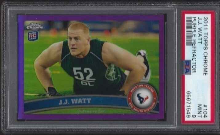 2011 TOPPS CHROME #104 J.J. WATT PSA 9 MINT PURPLE REFRACTOR #324/499 POP 16 RC