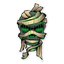 Mummy Skull, Vinyl Decal Sticker, Indoor Outdoor, 3 Sizes, 8170
