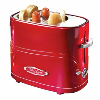Nostalgia  Retro Red Pop-Up Hot Dog Toaster For 2 Hot Dogs/2 Buns NEW