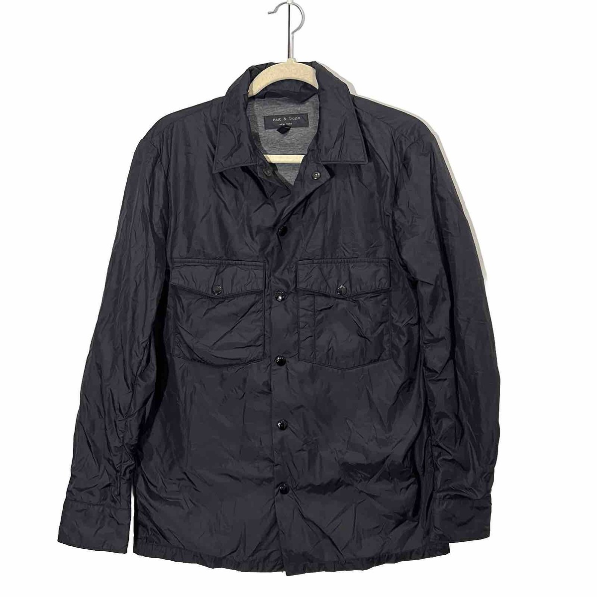 Rag Bone Chore Shirt Jacket Mens XS Black Windbreaker Snap
