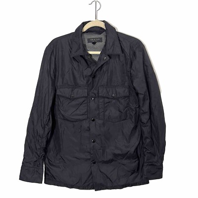 Rag & Bone Chore Shirt Jacket Mens XS Black Windbreaker Snap Button Lined