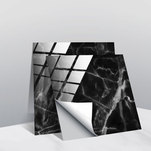 10pcs Abstract Black Marble Self-adhesive Bath Kitchen Wall Stair Tile Sticker - Picture 2 of 14