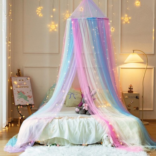 Girls Rainbow Bed Canopy X-Large Princess Mosquito Net for Crib to King Size Bed - Picture 4 of 26