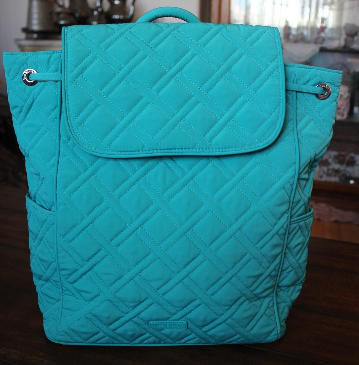 Vera Bradley Teal Drawstring Backpack NWT $108L#901 | eBay display picture 2
