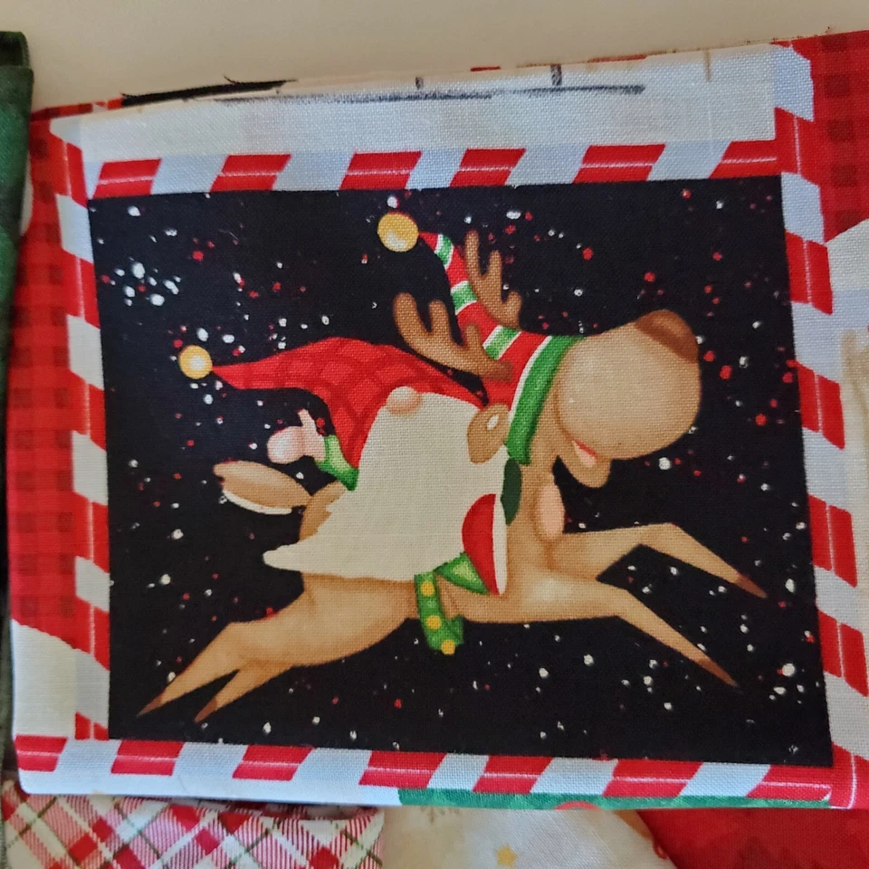 Gnomes for Christmas Timber Henry Glass FQ Pack of 6  Cotton Fabric Fat Quarter  - Image 3 of 4