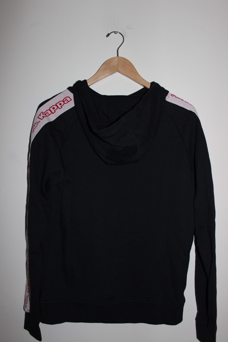 【PRENDA】★人氣★LOGO TAPE APPLIQUE SWEATSHIRTS NEW ! Men's SMALL Kappa Logo Tape Apet 2 Black Drawstring
