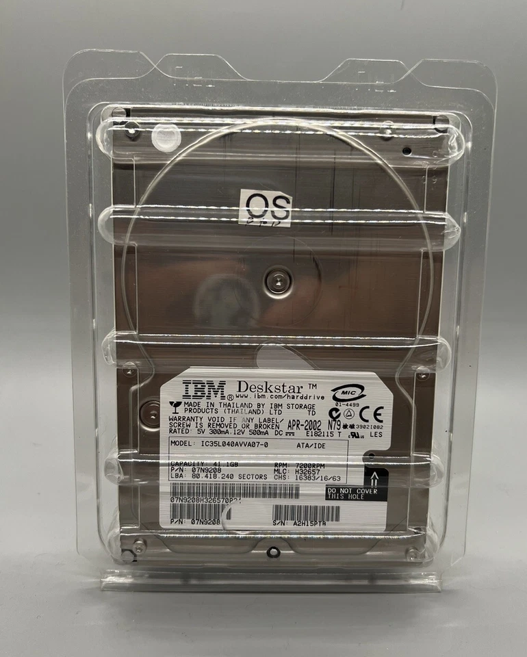 Hard Drive IBM Deskstar 07N9208 IC35L040AVVA07-0 41.1GB 7200U/Min 2MB Ata 3.5 " - Image 2 of 4