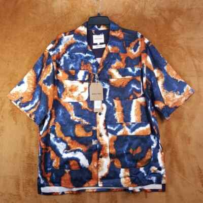 NICHOLAS DALEY Shirt Mens Medium Blue Button Up Utility SUMINIGASHI ALOHA $695