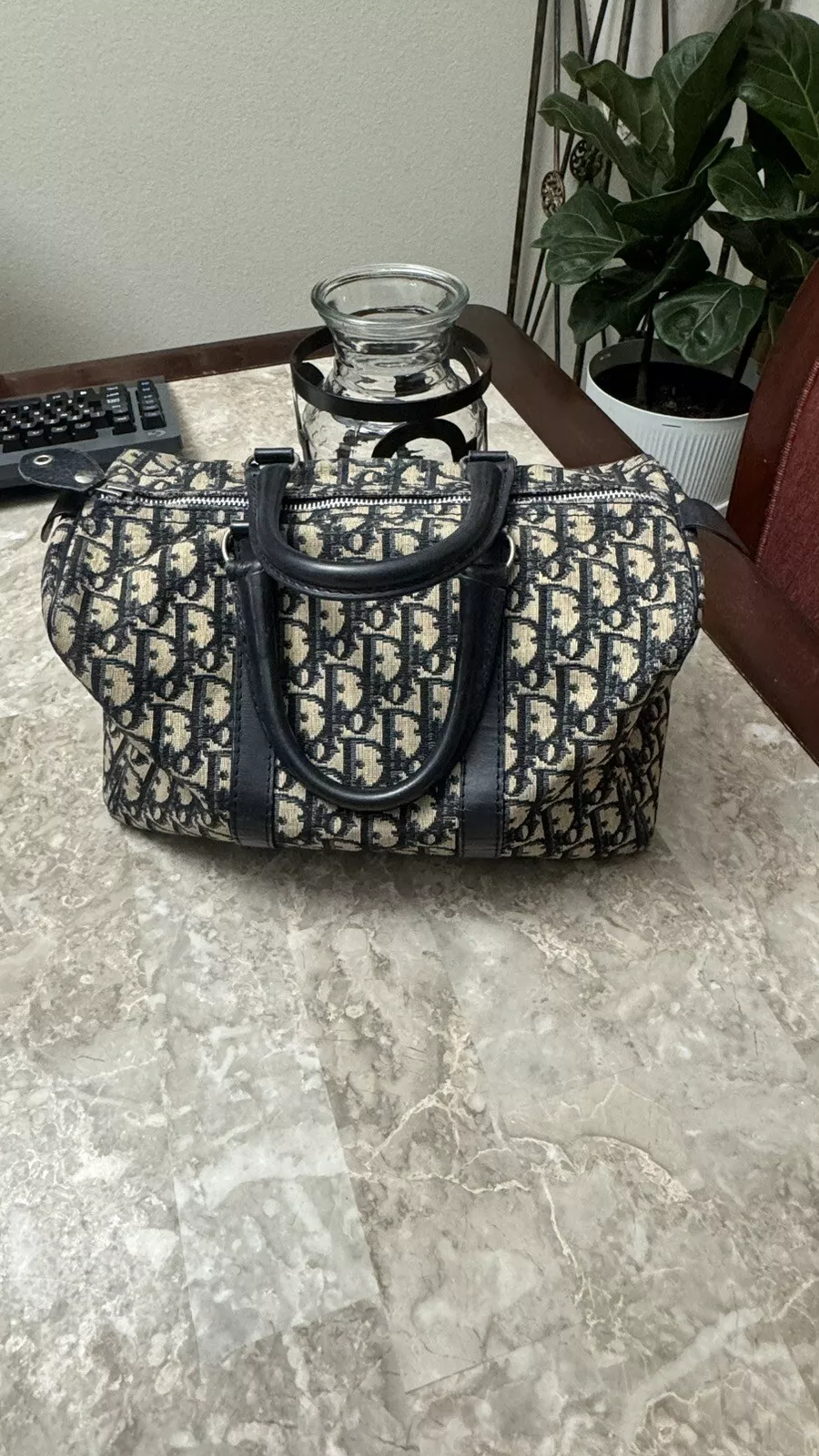 Sac de sport Christian Dior trotteur bleu marine toile