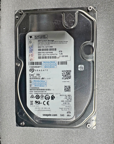 IBM Seagate 02YC066 3.5" 8TB 7.2K SAS 12Gbs 02PX586 Hard Drive , 80%+ HEALTH