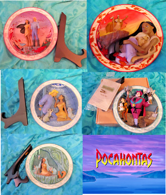 Vintage Pocahontas Captain John Smith 3 D Collector Plates set of 5