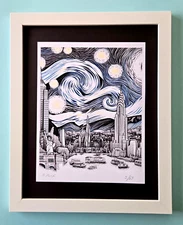 AIDAN FLUX | Hand Signed Authentic LtdED Print Framed Starry Night in NY COA