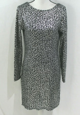 NWT MICHAEL Michael Kors $125 Womens Silver Leopard Print Draped Back Dress M