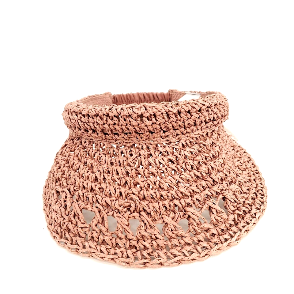 Time and Tru Women Visor Pink Mauve Textured Knitted Elastic Back Strap