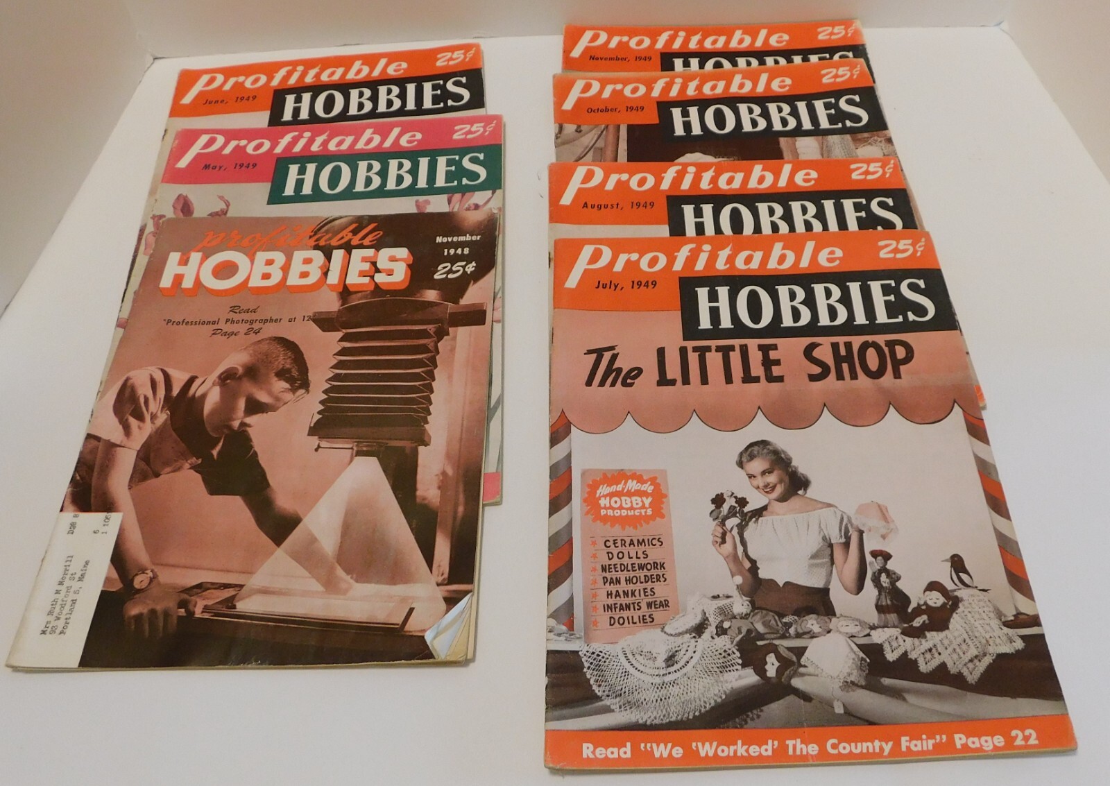 S L1600 Lot Of 7 1948-1949 Profitable Hobbies Magazines