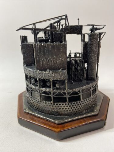 Phillips Petroleum Statue Metall Holzsockel ~ Carl Andersen Norwegen 1974 Steampunk - Bild 6 von 17