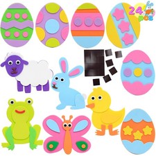JOYIN 24 Pcs Foam Easter Animals And Egg Magnet Craft Kit, DIY Foam Magnet