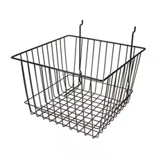 Black Wire Baskets for Gridwall, Slatwall and Pegboard 8 In. H X 12 In. W X 12 I