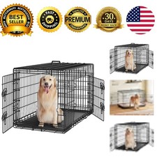 42 inch Double Door Dog Crate with Divider Collapsible Metal Kennel