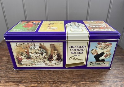 Vintage Cadbury's Schokolade Keksdose aufklappbar Metalldose 1996 Retro Werbung