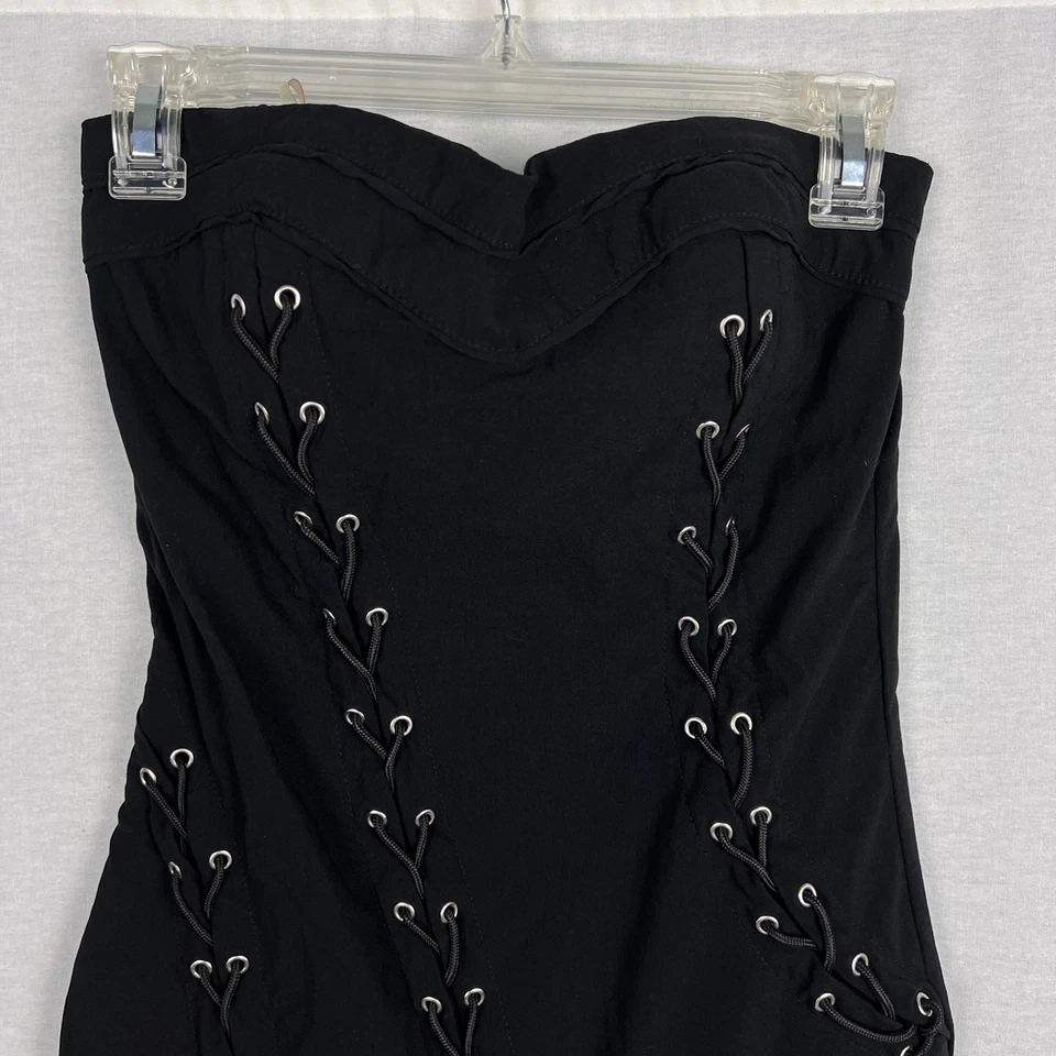 Vestido de poesía vintage para mujer 6 sin tirantes ceñido al cuerpo mini negro gótico punk emo Foto 2 de 4