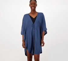 Jantzen Woven Curve Hem Tie Front Cover-Up-Marine-Medium-NWT-A599580