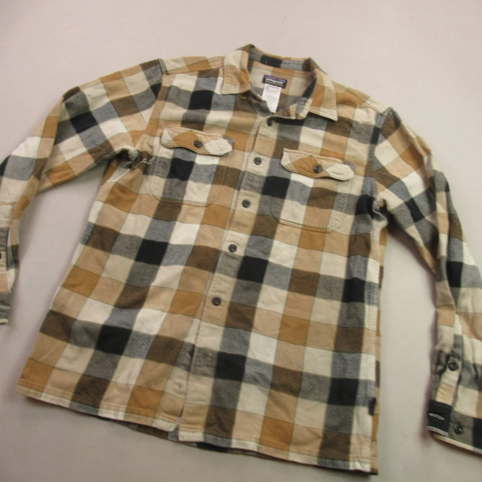 Camisa Patagonia Para Hombre Mediana Manga Larga Botón Frontal Franela Bolsillos Exterior Foto 2 de 4