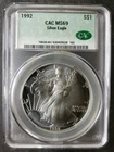 1992 $1 American Silver Eagle Dollar CAC MS69