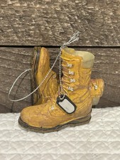 US Army Military Combat Boots Ornament Christmas Combat Dog Tags 3" Marines