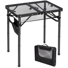REDCAMP Small Folding Grill Table for Outside, 3 Heights Adjustable Lightweig...