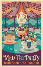 Disneyland Mad Tea Party Line Art Poster 13x1...