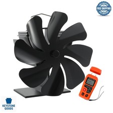 Stufa a Legna Ventilatore Termico con Misuratore di Umidità - Camino Efficiente e Pelle...