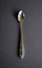 Vintage Sauiton Baby Spoon Silver Tone Floral Handle Infant Nursery Keepsake