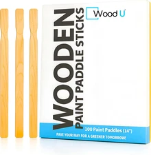 Wooden Jumbo Craft Sticks 14" 100 Pcs - Paint Stir Sticks for DIY Crafts, Craft