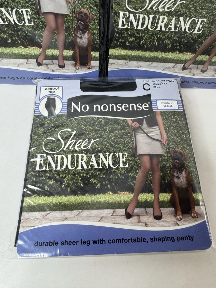 No Nonsense Sheer Endurance Pantyhose Control Top Midnight Black Size C Lot 3 - Image 2 of 4