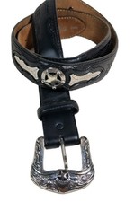 Justin Belt 125 YEARS ODESSA Mens38 Black Star CONCHO C10763 Leather Western