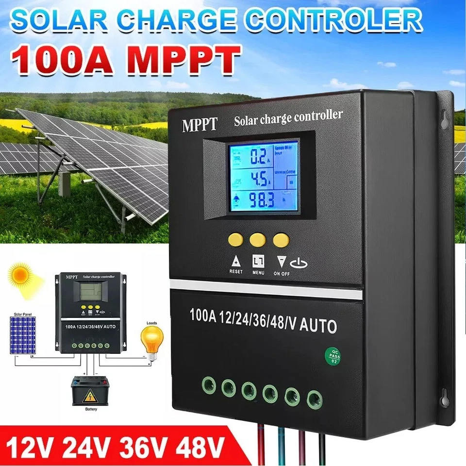 100A MPPT Solar PV Regler 4000W 12V 24V 36V 48V Solarladeregler Controller LCD - Bild 2 von 4