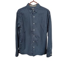 Van Heusen Night Blue Mens Medium 15-15.5 Dress Shirt Stain Shield Regular Work