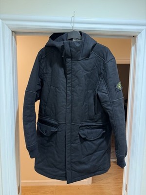 Stone Island Hooded Wool Logo Patch Jacket In Black Size XL barely worn