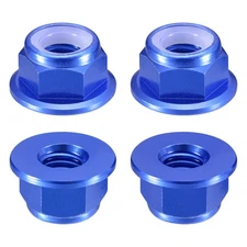 Nylon Insert Hex Lock Nuts, 4pcs - M5x0.8mm Self-Locking Nut(Sapphire Blue)