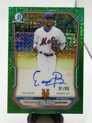 2026 Bowman Chrome Elian Pena MEGA MOJO AUTO Green /99 Mets BMA-EP