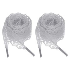 2Pairs Flat Laces Shoelaces, 2.2CM Wide 140CM Length Lacy Shoe Laces, Gray